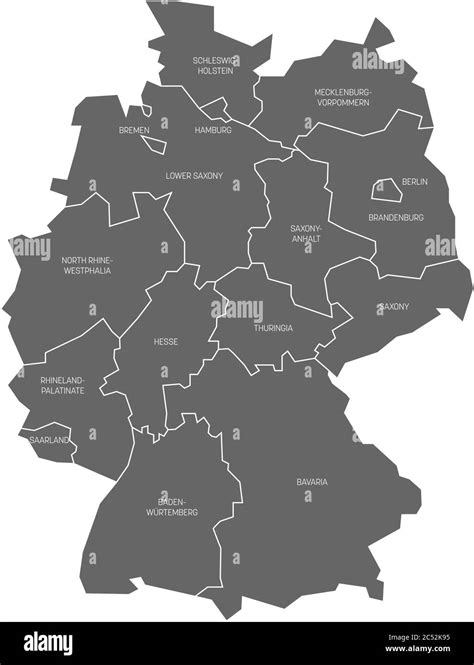 Karte Von Deutschland Aufgeteilt Auf 13 Bundesländer Und 3 Stadtstaaten
