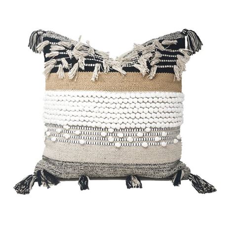 Collection of the best budget friendly neutral throw pillows from amazon. 20x20 Handwoven Bohemian Pillow Cover Ivory Tan & Black ...