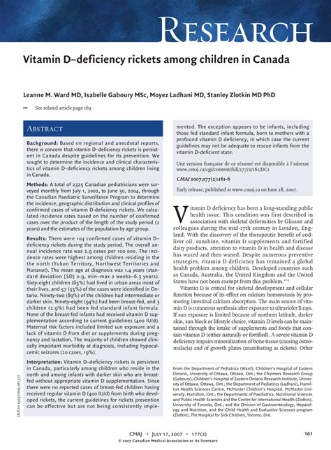 Vitamin d supplementation may provoke hypercalcemia in patients with certain clinical conditions. (PDF) Vitamin D deficiency among children in Canada