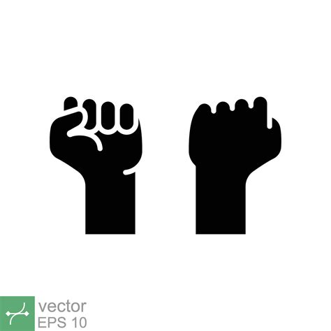 Fist raised up icon. Simple solid style. Strong arm, hand power, unity