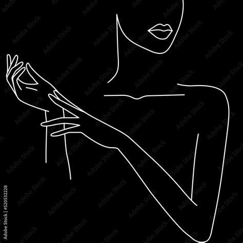 Minimalist Silhouette Of Woman Black And White Illustration Black