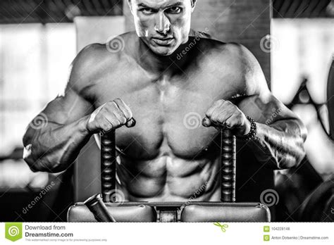Handsome Model Young Man Posing In Gym Stock Photo Image Of Brutal