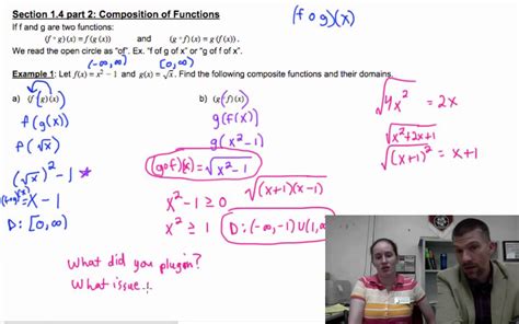 precalculus 1 4 notes part 2 function composition decompostion youtube