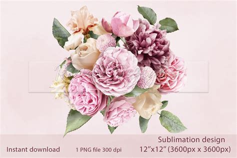 Floral Sublimation Design Bouquet Of Pink Flowers Png 1088968