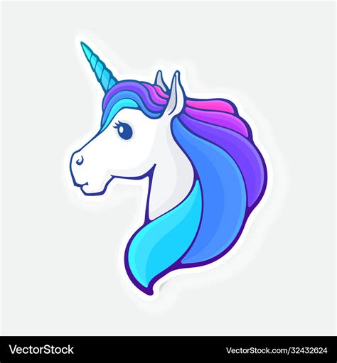 Fairy Tale Unicorn Head With A Rainbow Mane Vector Image