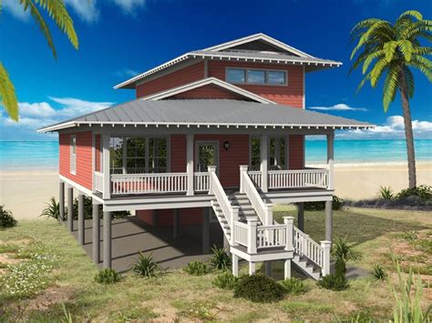 062h 0129 2 Story Beach House Plan Fits A Narrow Lot Small Beach