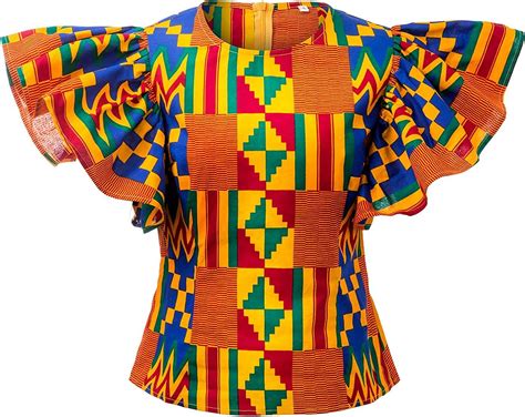 Buy Shenbolen Women Kente Print Shirt African Tradition Top Online At