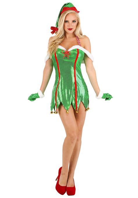 Sexy Green Glitter Elf Costume For Women