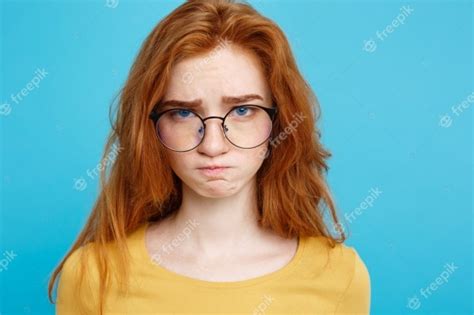 Premium Photo Headshot Portrait Of Happy Ginger Red Hair Girl With Freckles Smiling Looking At