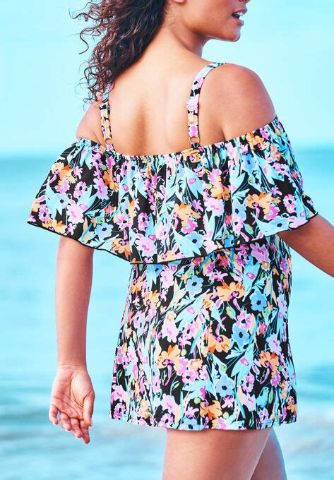 Off The Shoulder Flounce Swim Dress Swimsuits For All