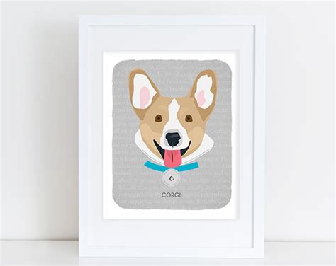 Corgi Dog Nursery Art Print Custom Etsy