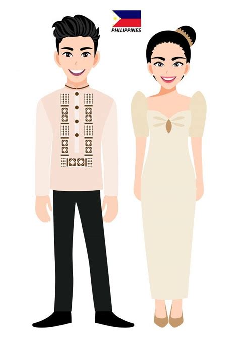 premium vector couple of cartoon characters in philippines traditional costume philippines