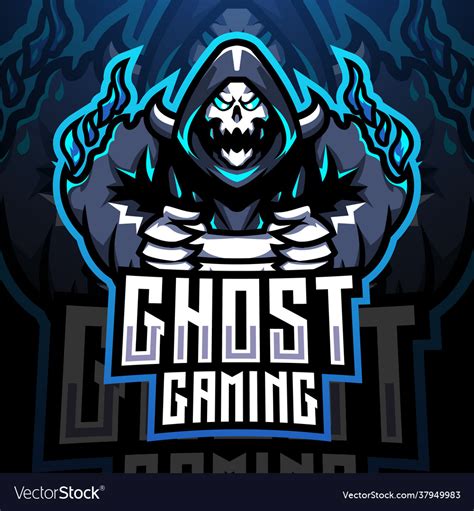Ghost Gaming Esport Mascot Logo Design Royalty Free Vector