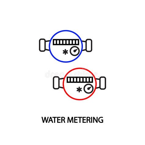 Water Meters Red And Blue Line Vector Icon Hot And Cold Water Metering