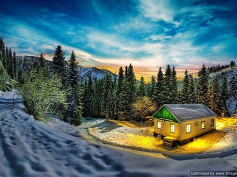 Winter Mountain Cabin Wallpaper Wallpapersafari