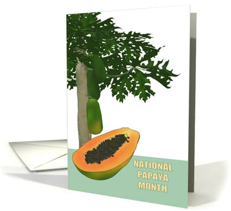 National Papaya Month Papaya Tree And Fruits Card 1553452