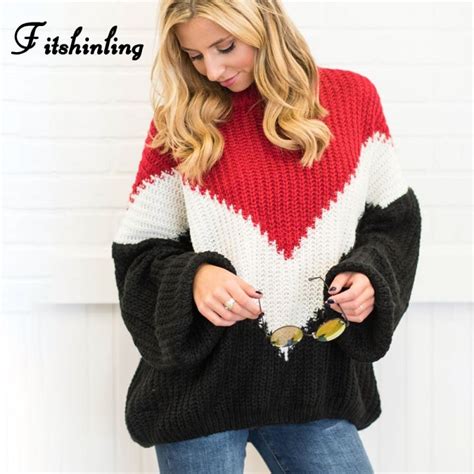 45 73 patchwork basic women s sweaters winter clothes autumn knitted jumpers long sleeve loose