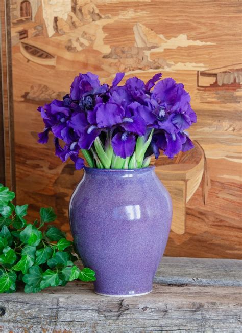 Purple Ceramic Vase Hand Thrown Porcelain Pottery Flower Etsy