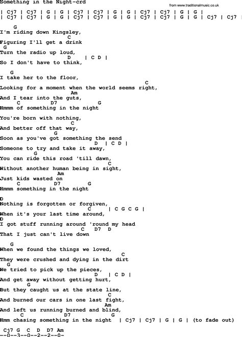Bruce Springsteen Song Something In The Night Lyrics And Chords