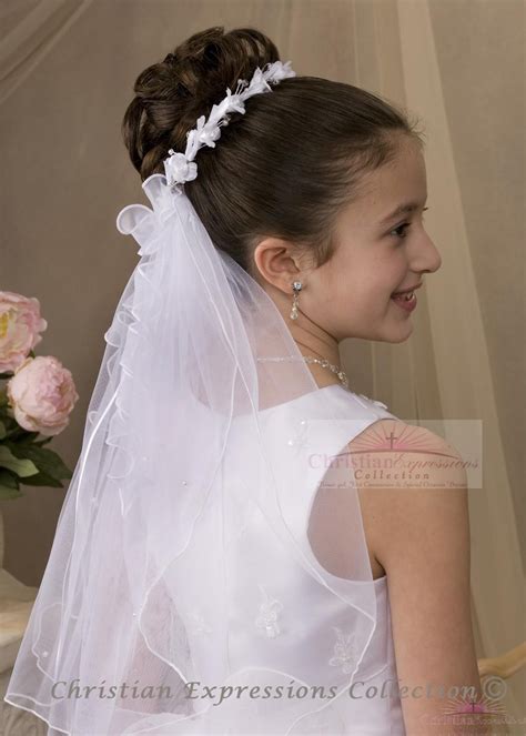 First Communion Wreath Veil With Small Flowers And Pearls Catholic