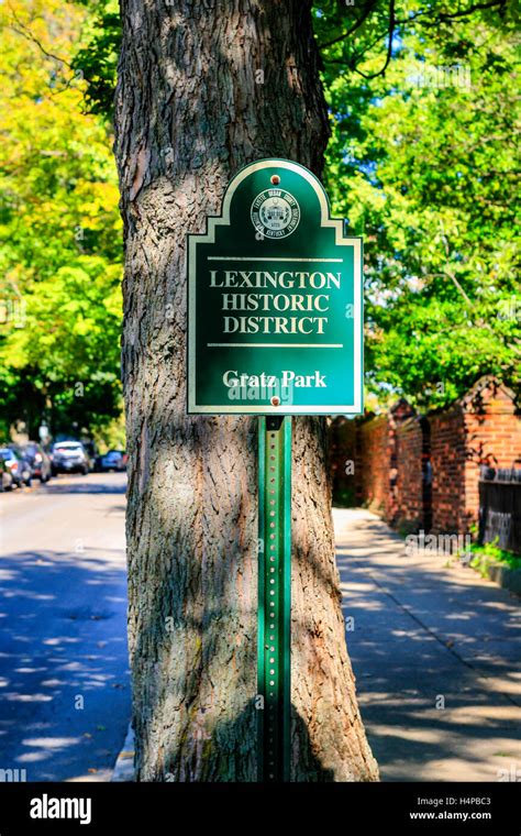 Lexington Historic District Sign At Gratz Park Stock Photo Alamy
