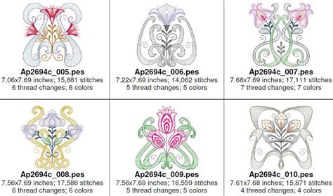 Rippled Art Nouveau Flowers 3 Set 10 Designs 3 Sizes Products