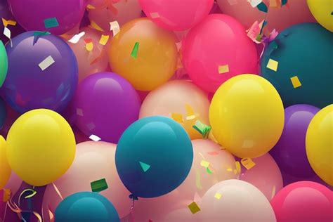 Premium Ai Image Birthday Party Balloon Background Illustration Ai