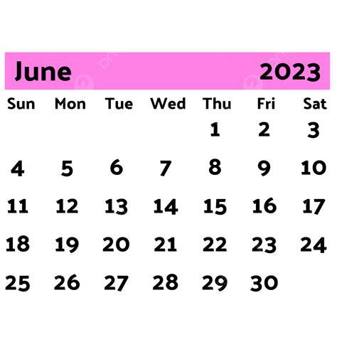 Pink June 2023 Calendar 2023 Calendar Calendar June Png And Vector