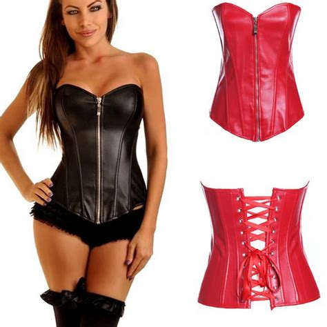 buy sexy underwear sexy women strapless black lace up faux leather overbust