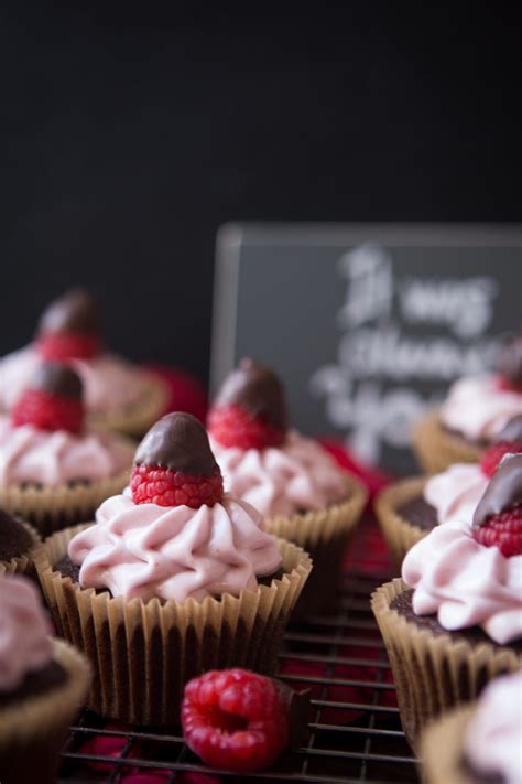 Chocolate Dipped Raspberry Cupcakes Recipe With Images Raspberry Cupcakes Raspberry
