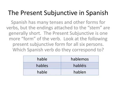 Ppt The Present Subjunctive In Spanish Powerpoint Presentation Free