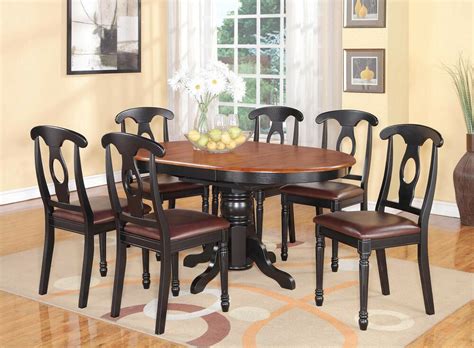 Bring the country to your kitchen or dining area with this 5 piece rustic dining set. 7pc Kenley oval kitchen dining set table + 6 leather seat ...
