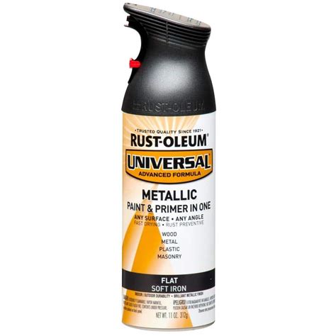 Rust Oleum Universal 11 Oz All Surface Flat Metallic Soft Iron Spray Paint And Primer In One