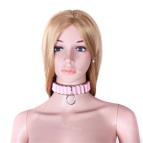 Pink Slave Collar Pu Leather Necklace For Women Adult Game Sex Bondage