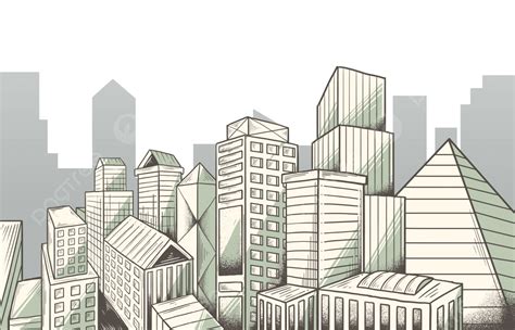Gambar Sketsa Pemandangan Kota Scape Kota Latar Belakang Sketsa Png