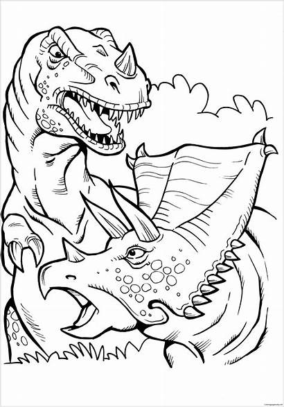 Rex Coloring Dinosaur Pages Printable Triceratops Battle