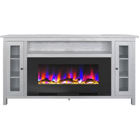 Good & gracious electric fireplace tv stand, fit up to 55 flat screen tv with four tempered glass open shelves entertainment center for living room, white 4.2 out of 5 stars 59 $339.99 $ 339. Cambridge Somerset 70 in. White Electric Fireplace TV ...