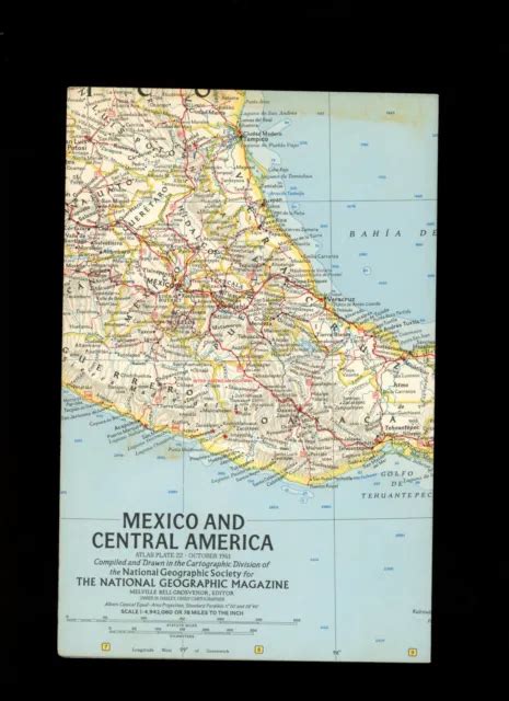 National Geographic Original Oct 1961 Map Of Mexico And Central America