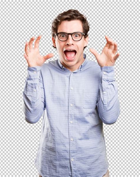 Premium Psd Shocked Young Man Doing A Crazy Gesture