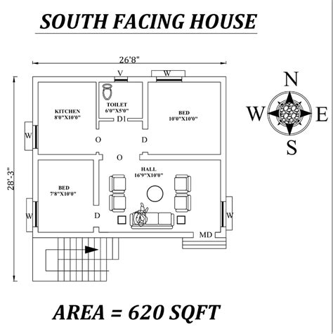 X South Facing Home Plan As Per Vastu Shastra Are Available In This Autocad Drawing