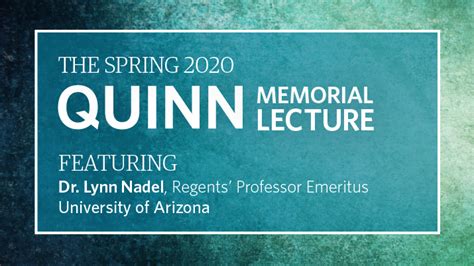 Cancelled Quinn Memorial Lecture Featuring Dr Lynn Nadel Ubc