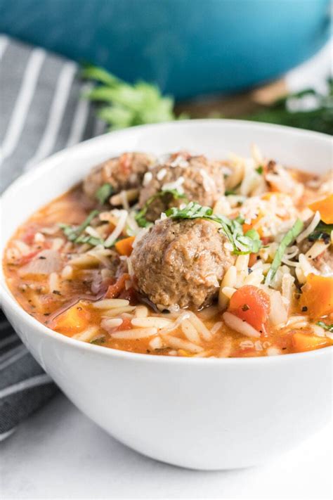 Italian Meatball Soup With Orzo Tastes Of Homemade