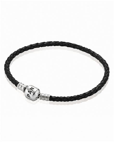 Pandora Moments Collection Black Leather Single Wrap With Sterling