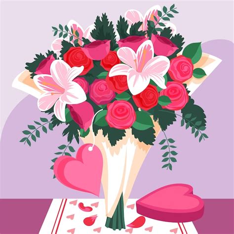 Free Vector Flat Valentines Day Flowers Illustration