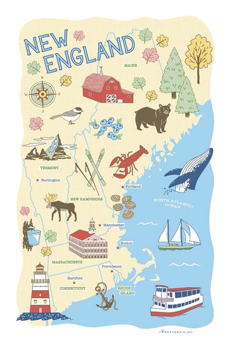 New England Region Kitchen Towel England Regions England Map New