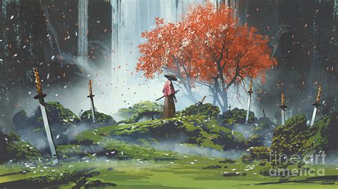 Garden Of The Katana Swords Painting By Tithi Luadthong Pixels Merch