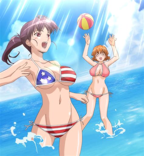 Rule 34 2girls Amagi Manami American Flag Bikini Ball Beach Beachball Big Breasts Bikini