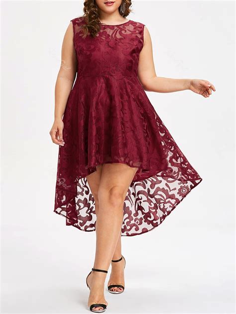 50 Off Plus Size High Low Lace Dress Rosegal
