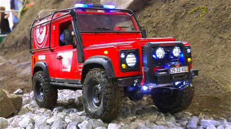 Rc Scale Model 4x4 Trail Fire Truck Crawler Land Rover Defender In
