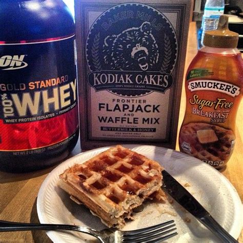 Use kodiak cakes all purpose mix to make this recipe whole grain and protein packed. Protein breafast waffles 1/3 cup kodiak cake mix + 1.5 ...